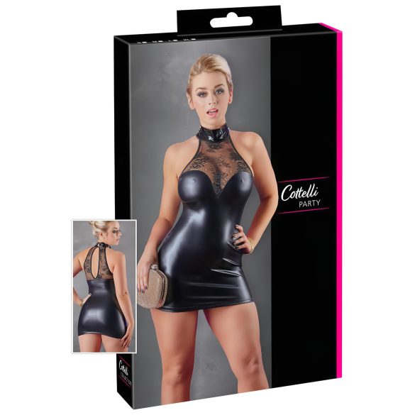 Cottelli - koronkowa, błyszcząca sukienka mini (czarna) - XL