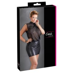 Cottelli Plus Size - sukienka erotyczna z szyfonu - czarna