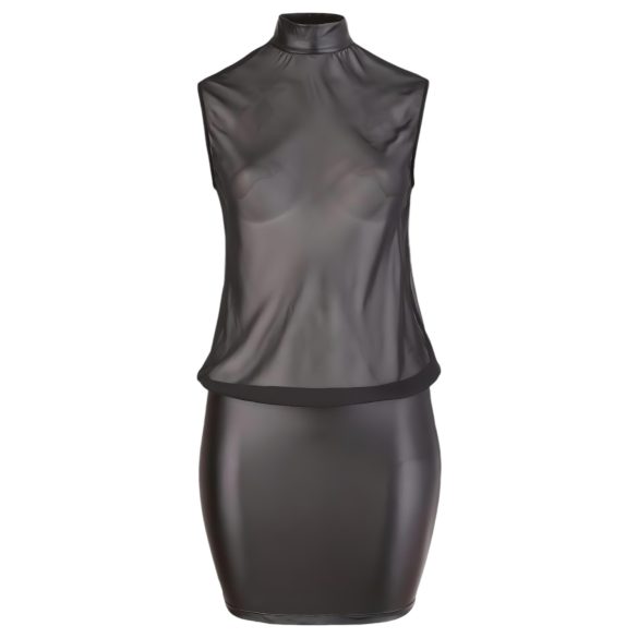 Cottelli Plus Size - sukienka erotyczna z szyfonu - czarna - 3XL