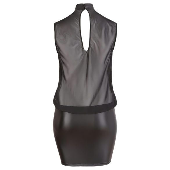 Cottelli Plus Size - sukienka erotyczna z szyfonu - czarna - 3XL