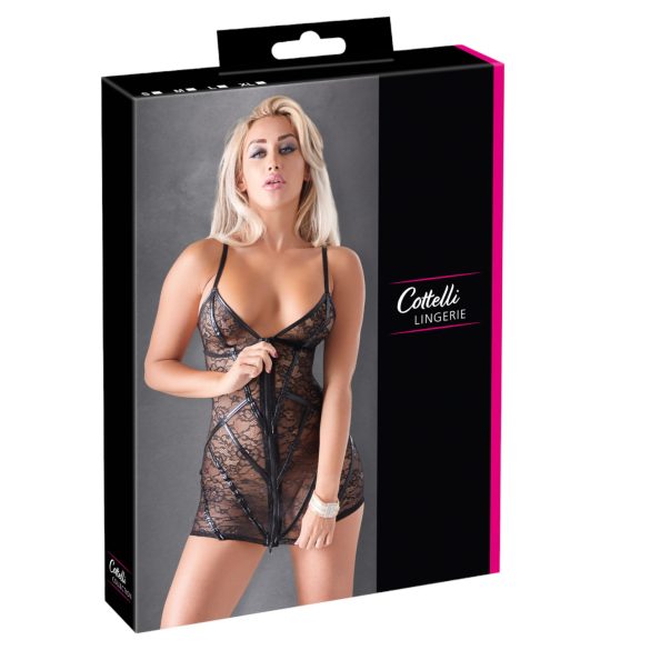 Cottelli - sukienka koronkowa z połyskiem i paskami - czarna - M