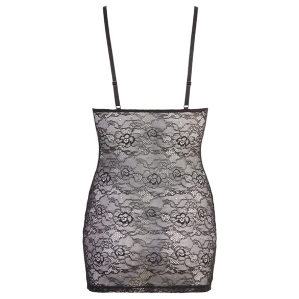 Cottelli - sukienka koronkowa z połyskiem i paskami - czarna - XL