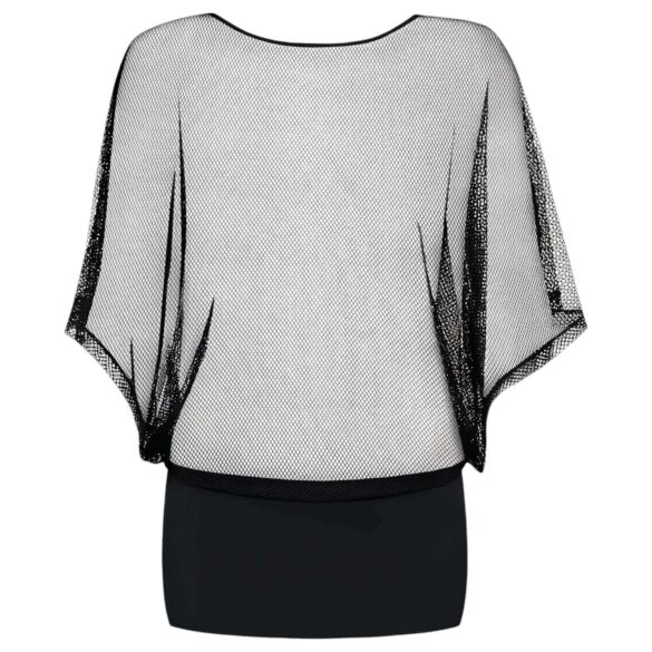 Obsessive - przezroczysta mini sukienka i stringi - czarna - L/XL