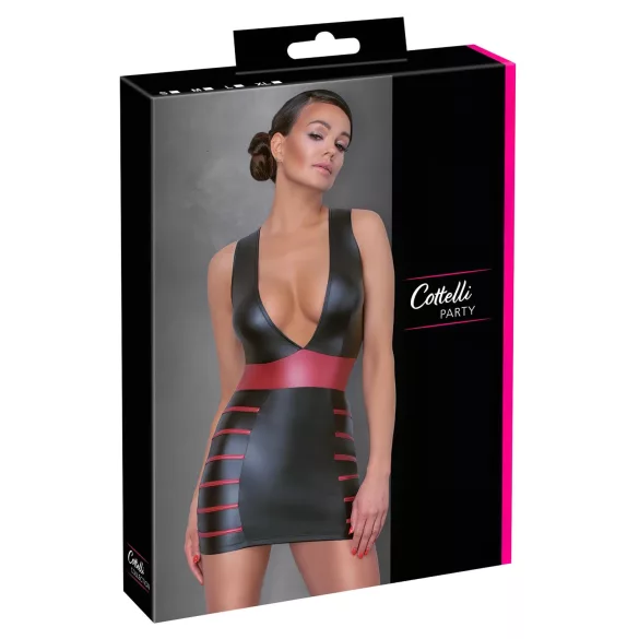 Cottelli Party - obcisła sukienka w paski (czarno-czerwona) - XL