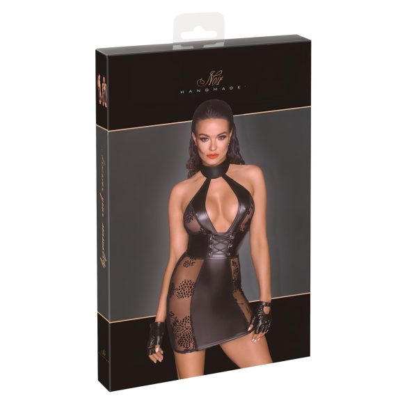 Noir - koronkowa sukienka mini z wiązaniem (czarna) - L