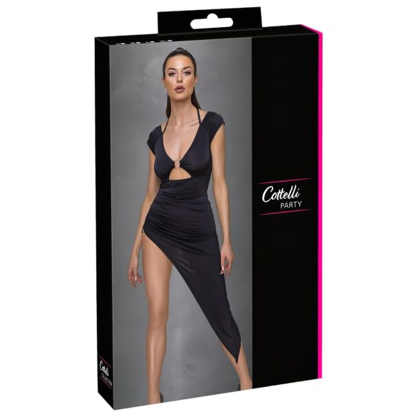 Cottelli Party - sukienka imprezowa asymetryczna z pierścieniem - czarna