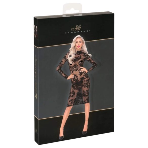 Noir - różowa, długorękawowa sukienka (czarna)