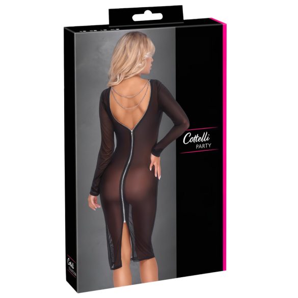 Cottelli Party - sukienka przezroczysta z zamkiem - czarna - L