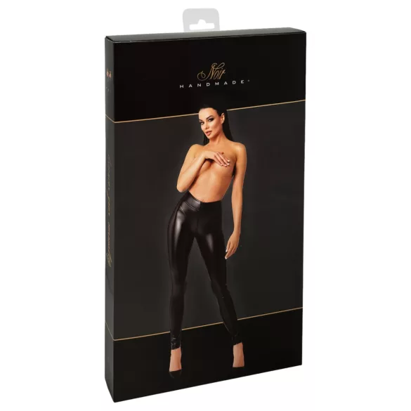 Noir - legginsy damskie - błyszczące - czarne - L
