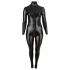 Cottelli Plus Size - kombinezon damski błyszczący długi rękaw czarny - 4XL