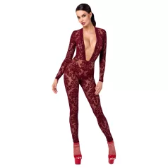   Noir Kink Royal - bodystocking siateczkowy - przezroczysty czerwony - M