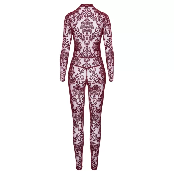 Noir Kink Royal - bodystocking siateczkowy - przezroczysty czerwony - M