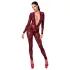 Noir Kink Royal - bodystocking siateczkowy - przezroczysty czerwony - L