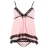 Cottelli - babydoll koronkowy z falbanką - czarny - L