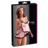 Cottelli - babydoll koronkowy z falbanką - czarny - XL
