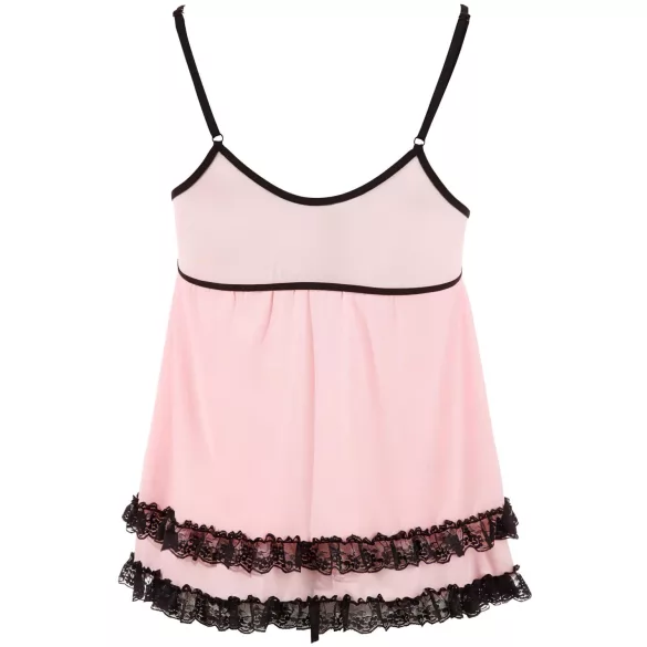 Cottelli - babydoll koronkowy z falbanką - czarny - XXL