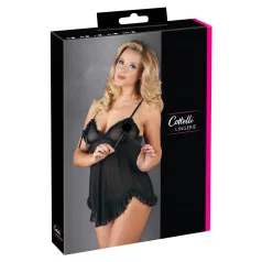 Cottelli - babydoll z falbankami - czarny - M