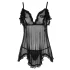 Cottelli - babydoll z falbankami - czarny - XXL
