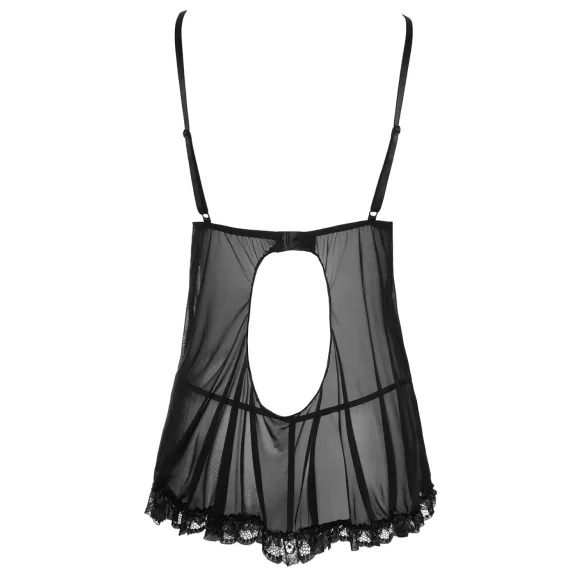 Cottelli - babydoll z falbankami - czarny - XXL