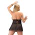 Cottelli Plus Size - koronkowa babydoll (czarna) - 2XL