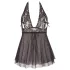 Cottelli Plus Size - babydoll koronkowy - czarny - 2XL