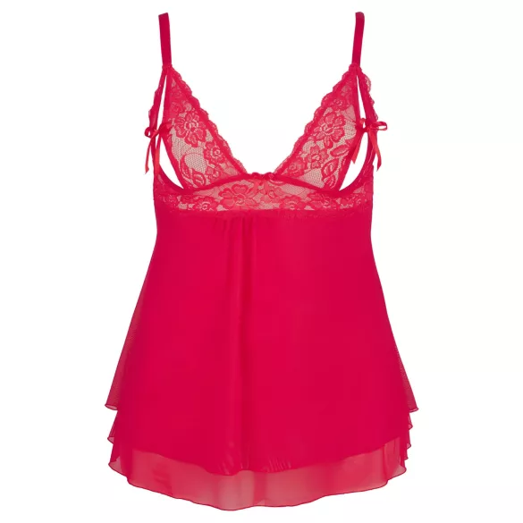 Cottelli Plus Size - babydoll koronkowy luźny - czerwony