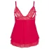 Cottelli Plus Size - babydoll koronkowy luźny - czerwony