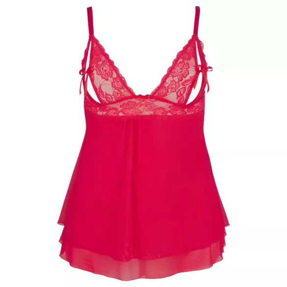 Cottelli Plus Size - babydoll koronkowy luźny - czerwony - XL