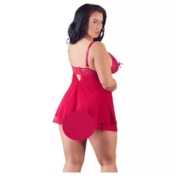 Cottelli Plus Size - babydoll koronkowy luźny - czerwony - 3XL