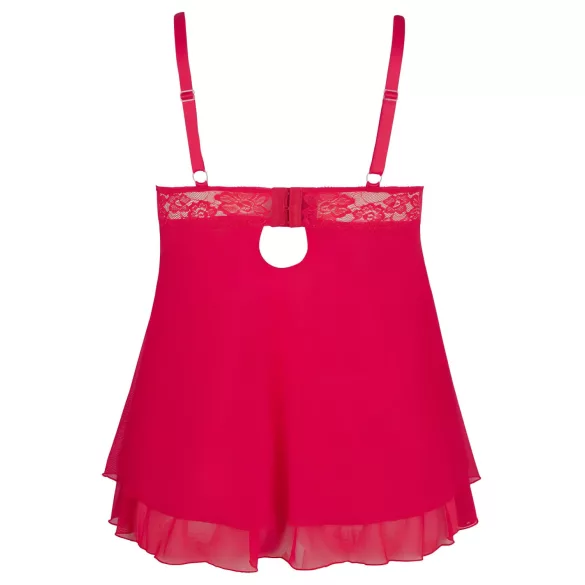 Cottelli Plus Size - babydoll koronkowy luźny - czerwony - 3XL