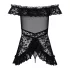 Obsessive - babydoll z falbankami i stringi - czarny