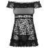 Obsessive Flores - falbanka babydoll i stringi (czarne) - L/XL