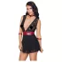 Cottelli Bondage - koronka babydoll z kołnierzem (czarny) - M
