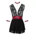 Cottelli Bondage - koronka babydoll z kołnierzem (czarny) - M