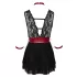 Cottelli Bondage - koronka babydoll z kołnierzem (czarny) - M