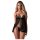 Obsessive Blomentis - babydoll koronkowy - czarny komplet bielizny - M/L