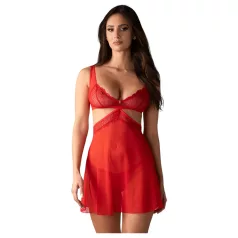   Obsessive - koszulka nocna z koronką - przezroczysta - czerwony - L/XL