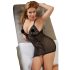 Cottelli Plus Size - koronkowa przezroczysta koszulka nocna (czarna) - 4XL