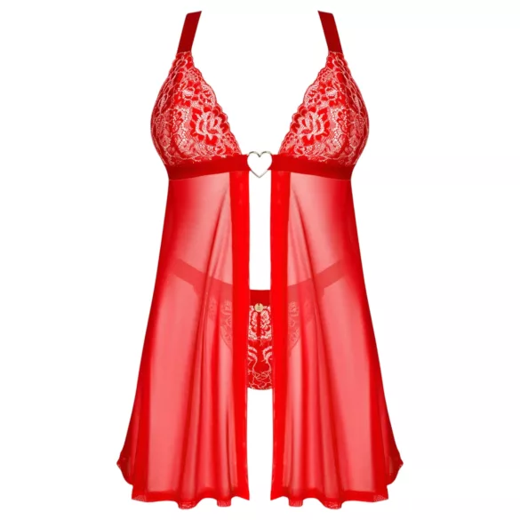 Obsessive Elianes - koronkowa babydoll z zestawem (czerwona)