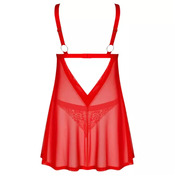 Obsessive Elianes - koronkowa babydoll z zestawem (czerwona)