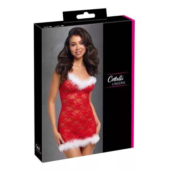 Cottelli - świąteczna mini sukienka (czerwona) - L/XL