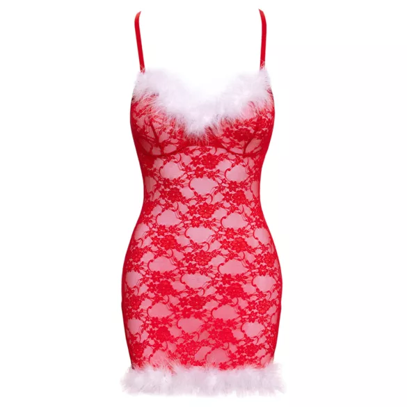 Cottelli - świąteczna mini sukienka (czerwona) - L/XL