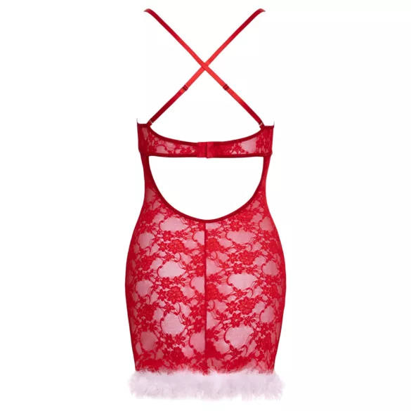 Cottelli - świąteczna mini sukienka (czerwona) - L/XL