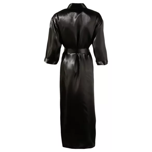 Cottelli - szlafrok satynowy - czarny - L/XL