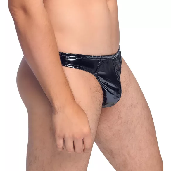 Black Level - męskie stringi lakierowane - czarne - L