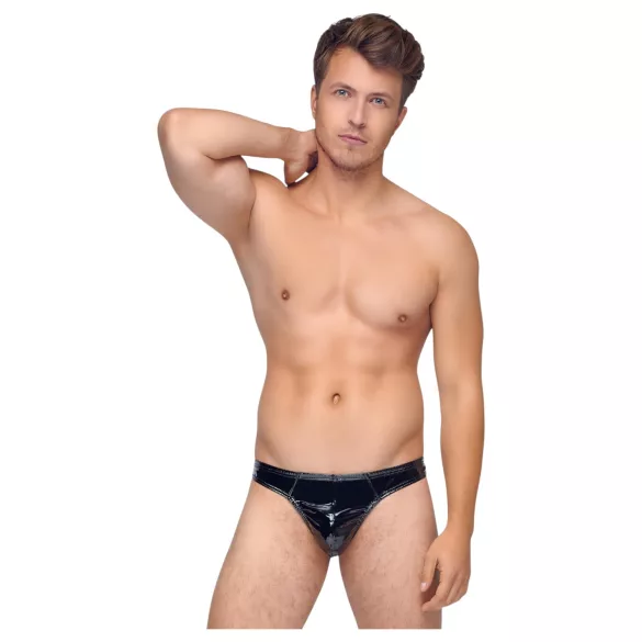 Black Level - męskie stringi lakierowane - czarne - L