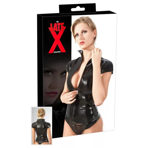 Late X damska bluzka z krótkim rękawem na zamek (czarna) - 2XL
