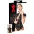 LATEX - bluzka damska z krótkim rękawem i zamkiem - lateks czarna - 2XL