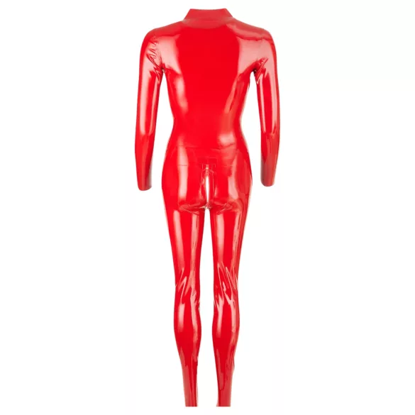 LATEX - kombinezon damski z długim rękawem - lateksowy - czerwony - S