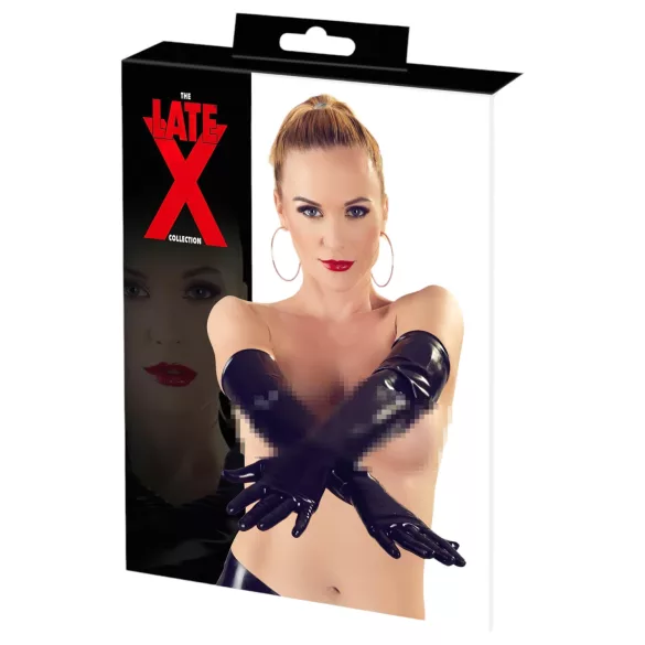 Latex - rękawice długie unisex - czarne - L